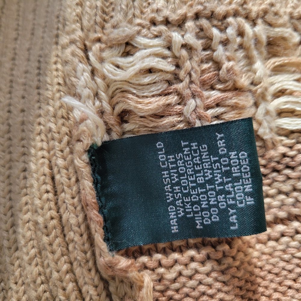 LRL Ralph Lauren Jeans Co. Aztec Southwest Cotton Linen Sweater Poncho S M - Picture 13 of 16